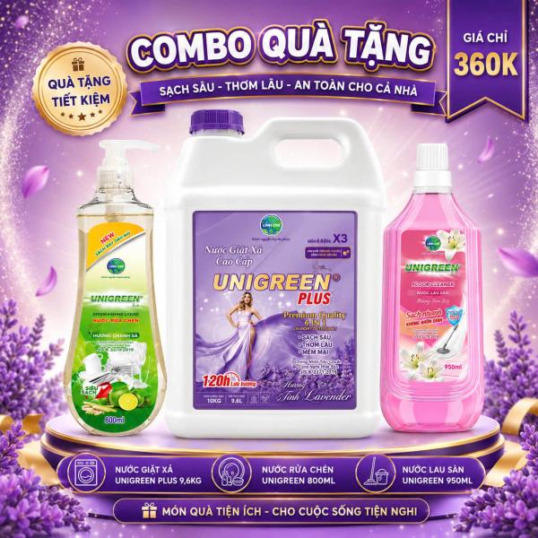 [CTTA] Nước giặt xả cao cấp UniGreen PLUS - Hương Lavender (9,6 kg)