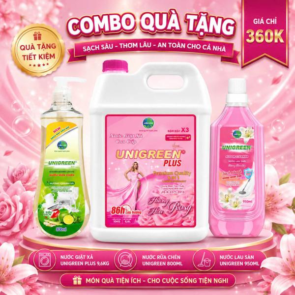 [CTTA] Nước giặt xả cao cấp UniGreen PLUS - Hương Hoa hồng (9,6 kg)