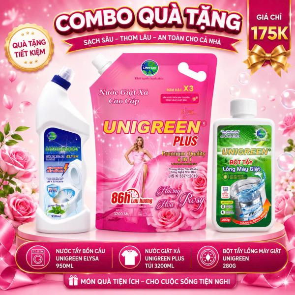 [CTTA] Nước giặt xả cao cấp UniGreen PLUS - Hương Hoa hồng (Túi 3200 ml)