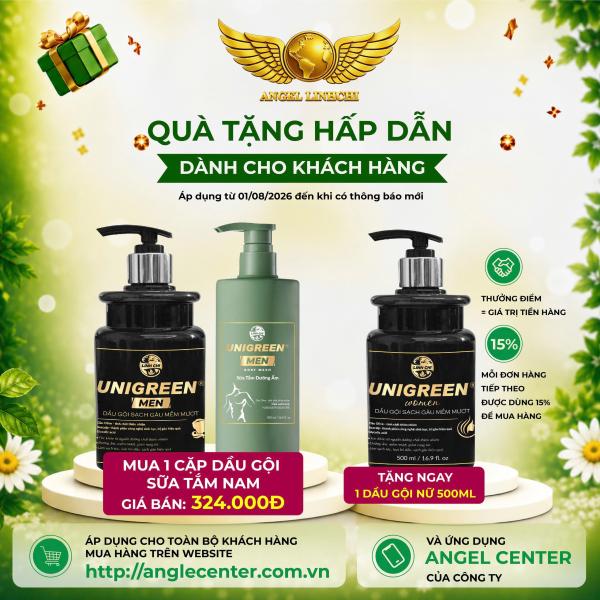 [CTKM] CẶP Dầu gội nam & Sữa tắm nam UniGreen 500ml (Tặng dầu gội nữ)