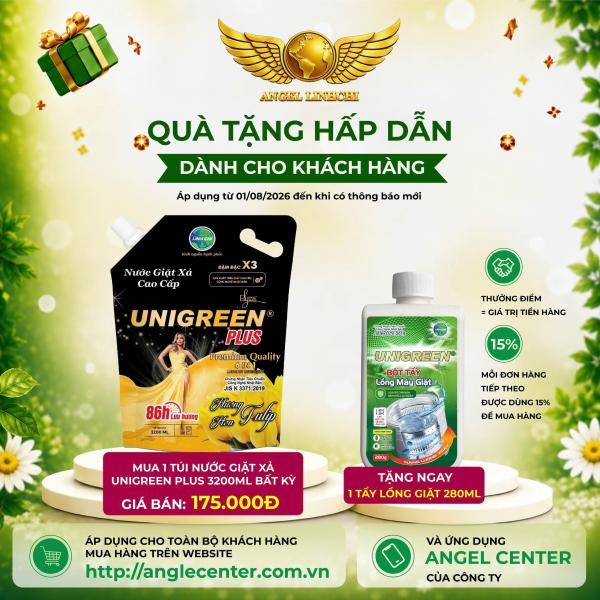[CTKM] Nước giặt xả cao cấp UniGreen PLUS - Hương Tulip (Túi 3200ml)
