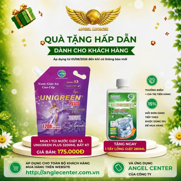 [CTKM] Nước giặt xả cao cấp UniGreen PLUS - Hương Lavender (Túi 3200ml)